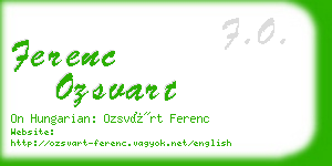 ferenc ozsvart business card